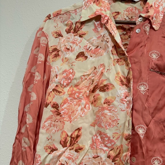 Zara Dual-Tone Pink Floral Blouse - Picture 6 of 13